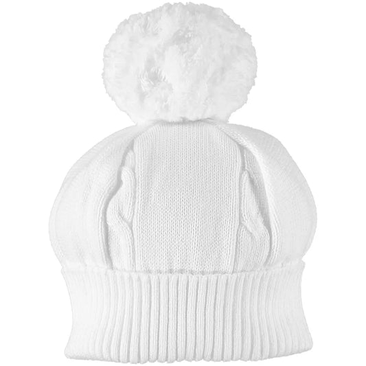 Emile et rose Fuzzy White Baby Bobble Hat