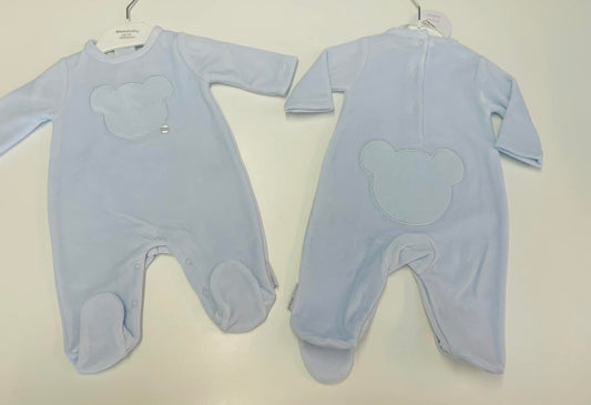 Bluesbaby Blue Velour Babygrow