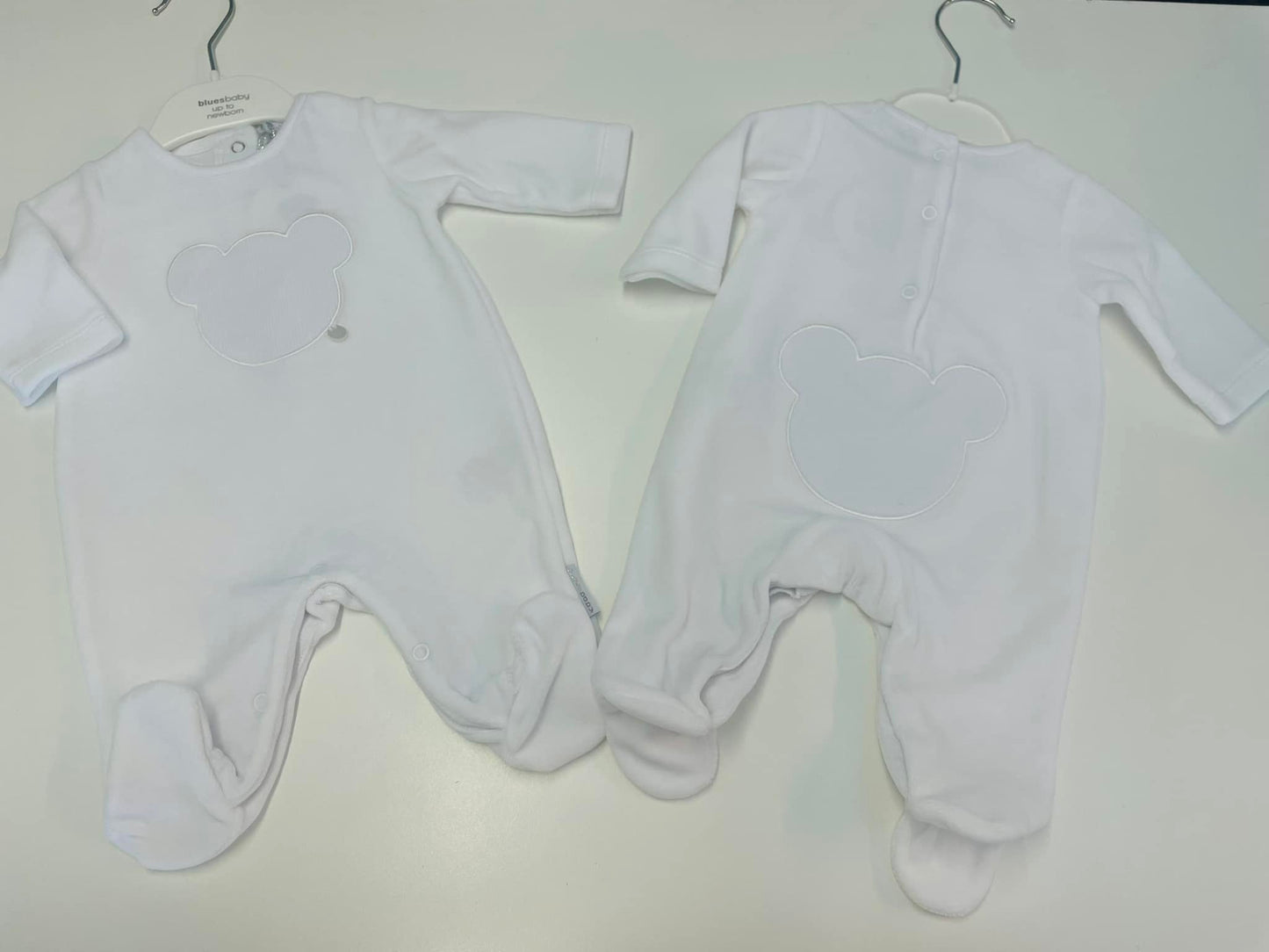 Bluesbaby White Velour Babygrow