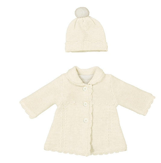 Mayoral Natural Knit Coat & Hat