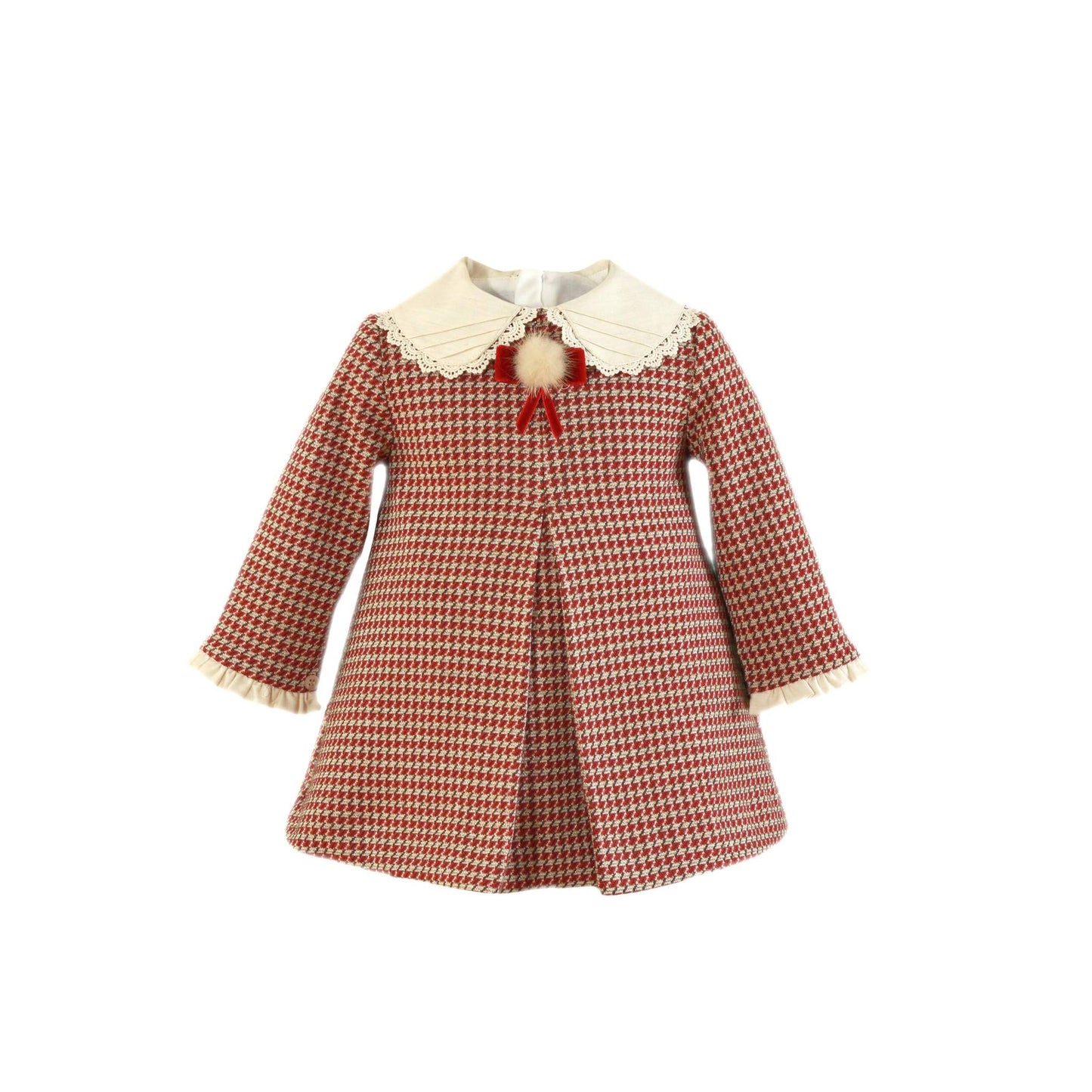 PREORDER Miranda Baby Girls Classic Burgundy & Cream Dress